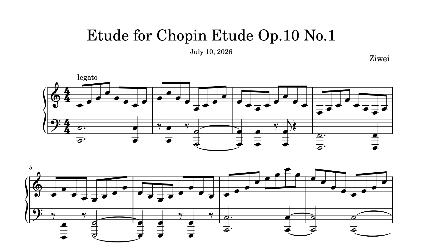 Etude for Chopin Etude Op. 10 No. 1 score