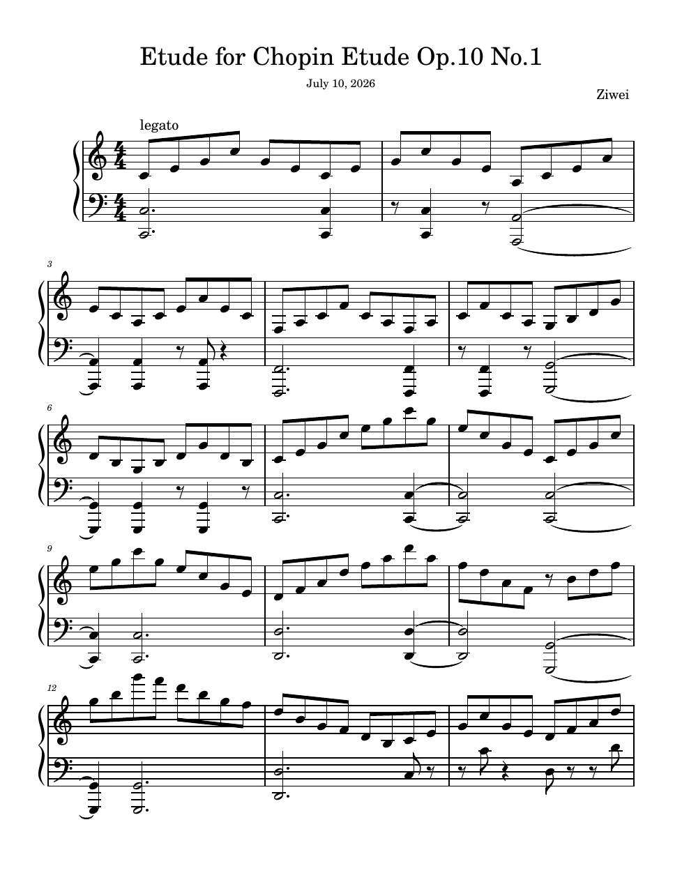 Etude for Chopin Etude Op.10 No.1 score