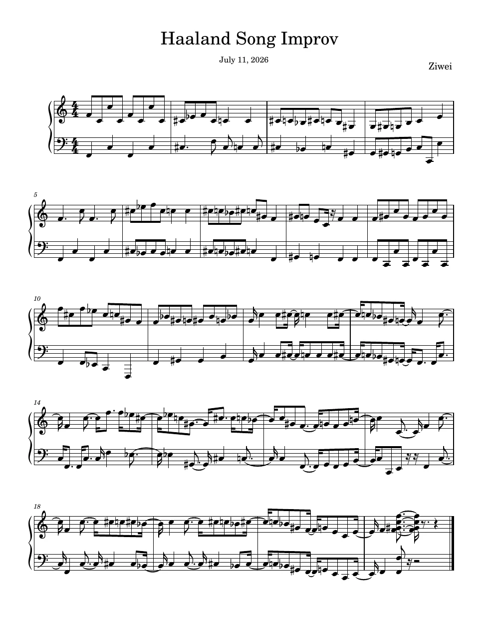 Haaland Song Improv score