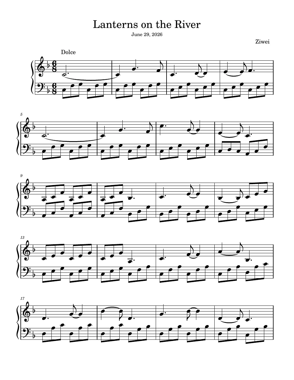 Lanterns on the River score